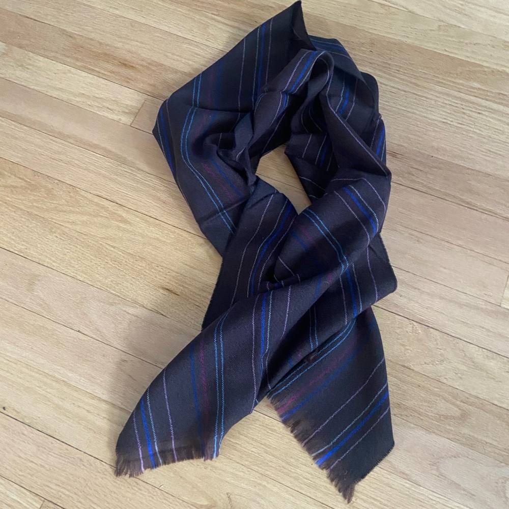 Scarf 100% Very Soft Wool 15.2 x 68 Stripes Brown NEW